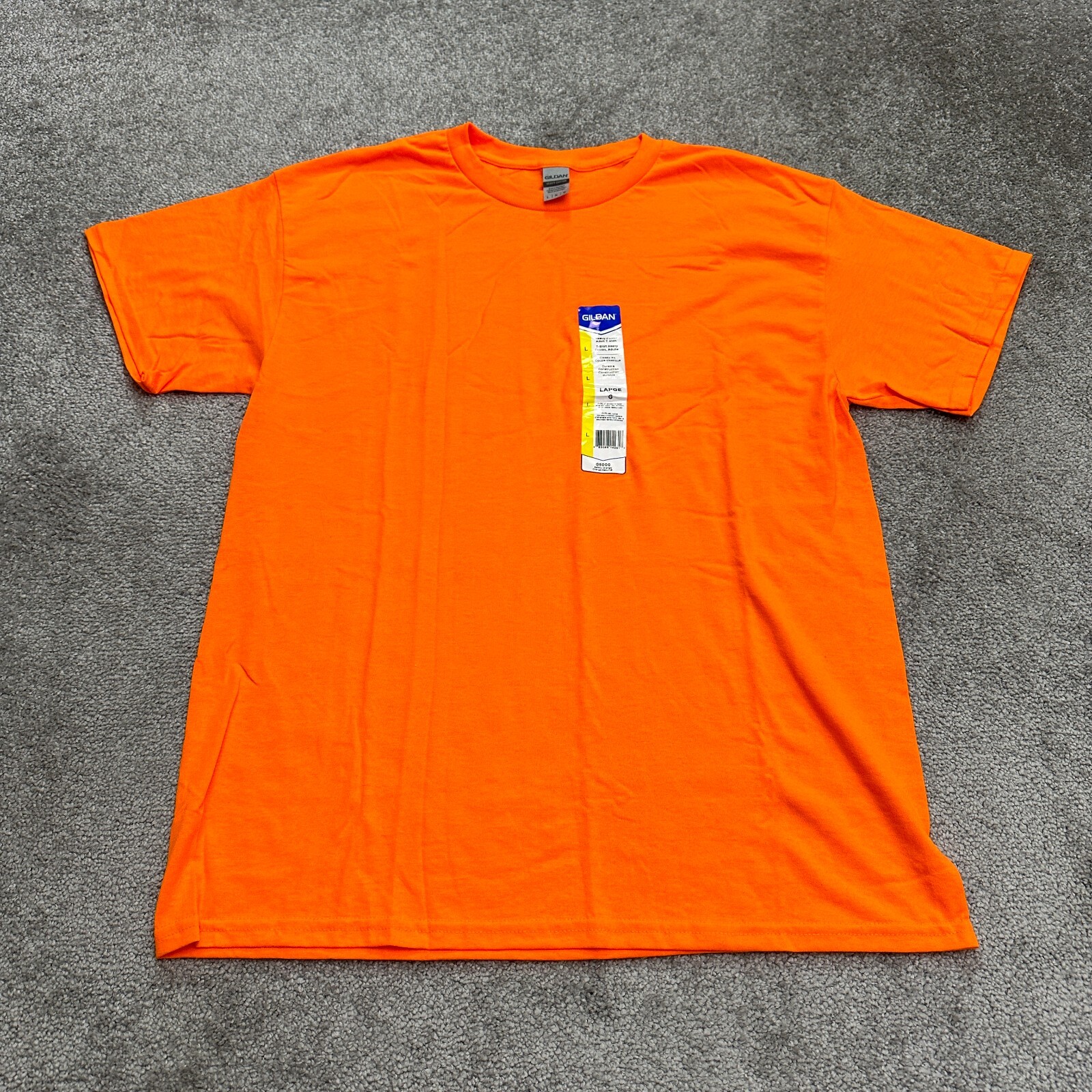 Gildan G5000 Heavy Cotton Basic T-Shirt Mens Large Orange Crew Neck Tee NWT New