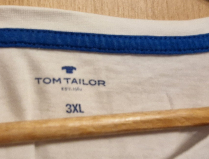 TOM TAILOR Men's T-Shirt - White, Blue Print - Size 3XL gallery