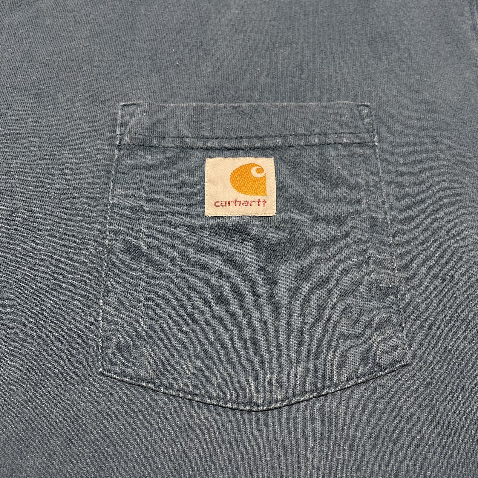 Carhartt Long Sleeve T-Shirt Mens XL Blue Pocket Logo Dad Outdoor Camping Hiking gallery