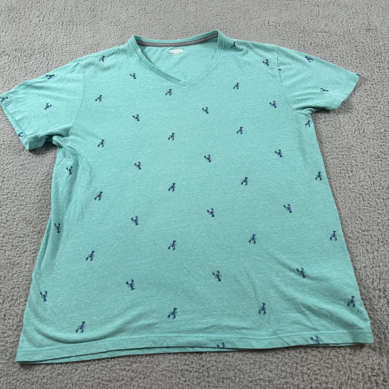 Old Navy Shirt Mens Large Green Lobster Print V-Neck Soft-Washed Graphic Tee gallery