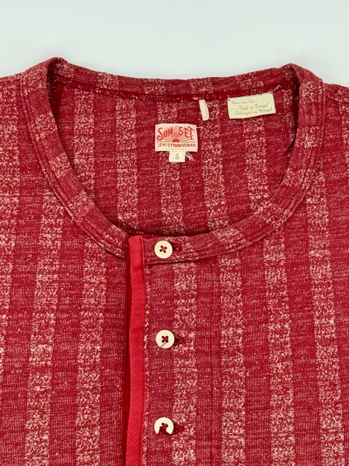 LVC Levi's Vintage Clothing 1920s Sunset Henley Red Umber Stripe Size Small 20s gallery