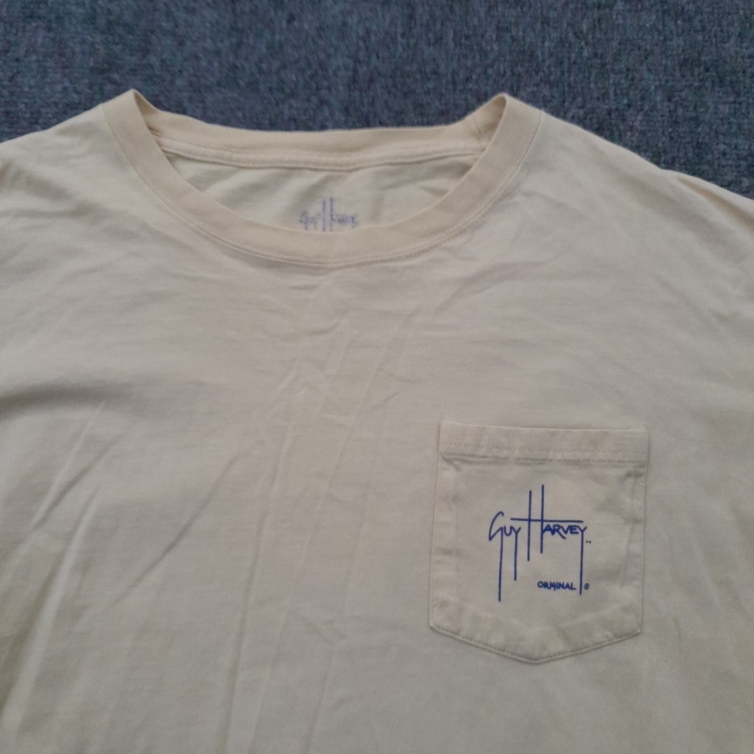 Guy Harvey T Shirt Mens Large Yellow Pocket Sting Ray City Outdoors Ocean Beach gallery