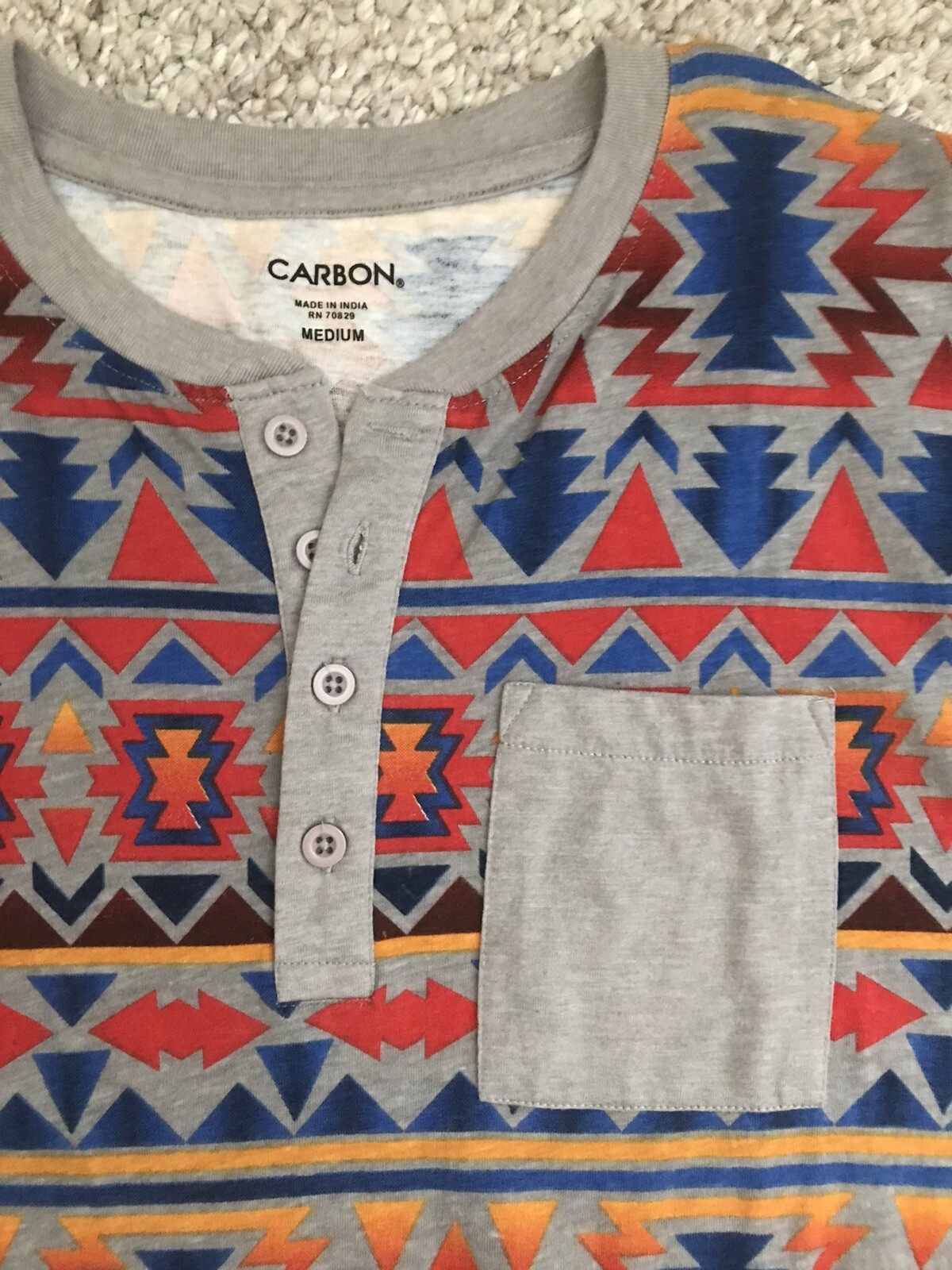 CARBON Young Mens Short Sleeved T-Shirt M Multicolored CottonPolyester Preowned gallery