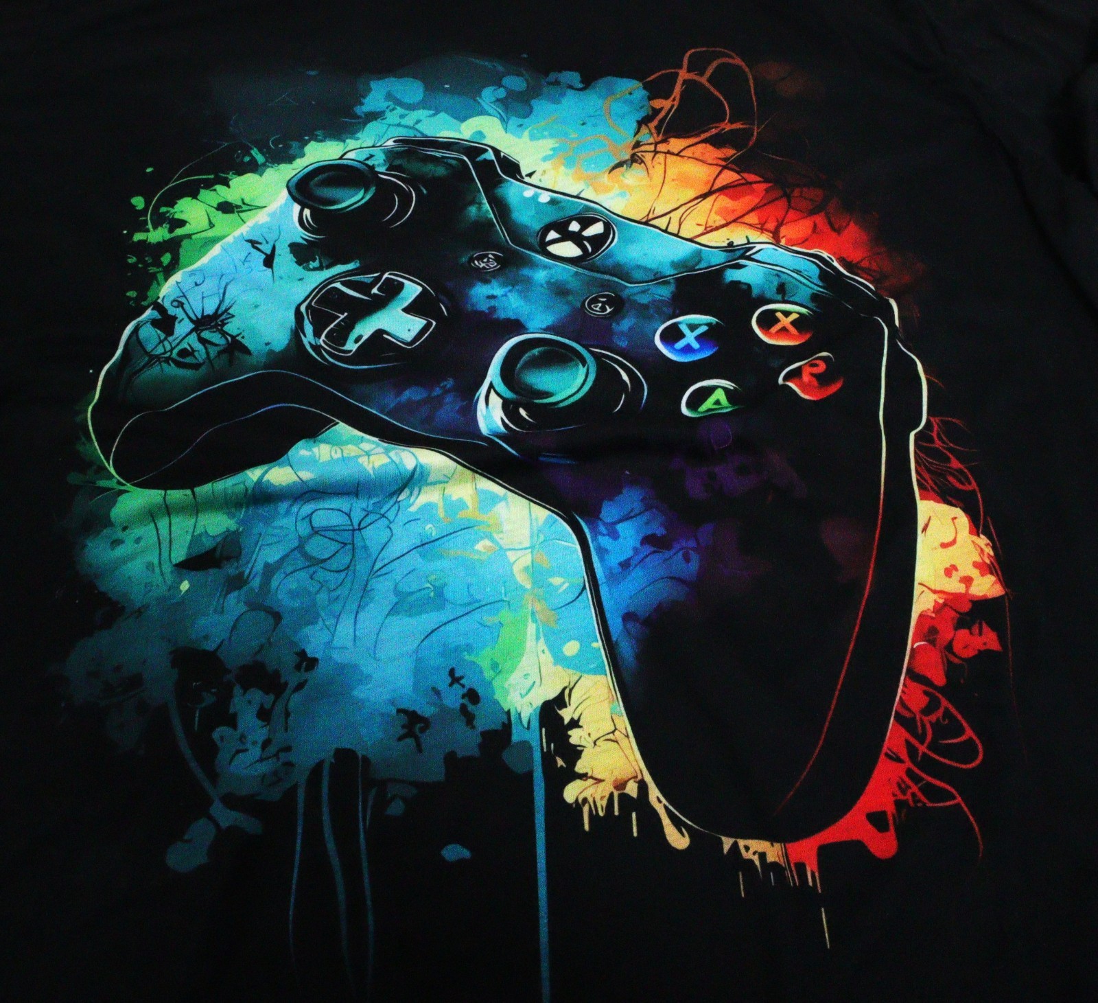 BF Vintage Men's 1XL Black Graphic T-Shirt Video Game Controller Print T0452 gallery