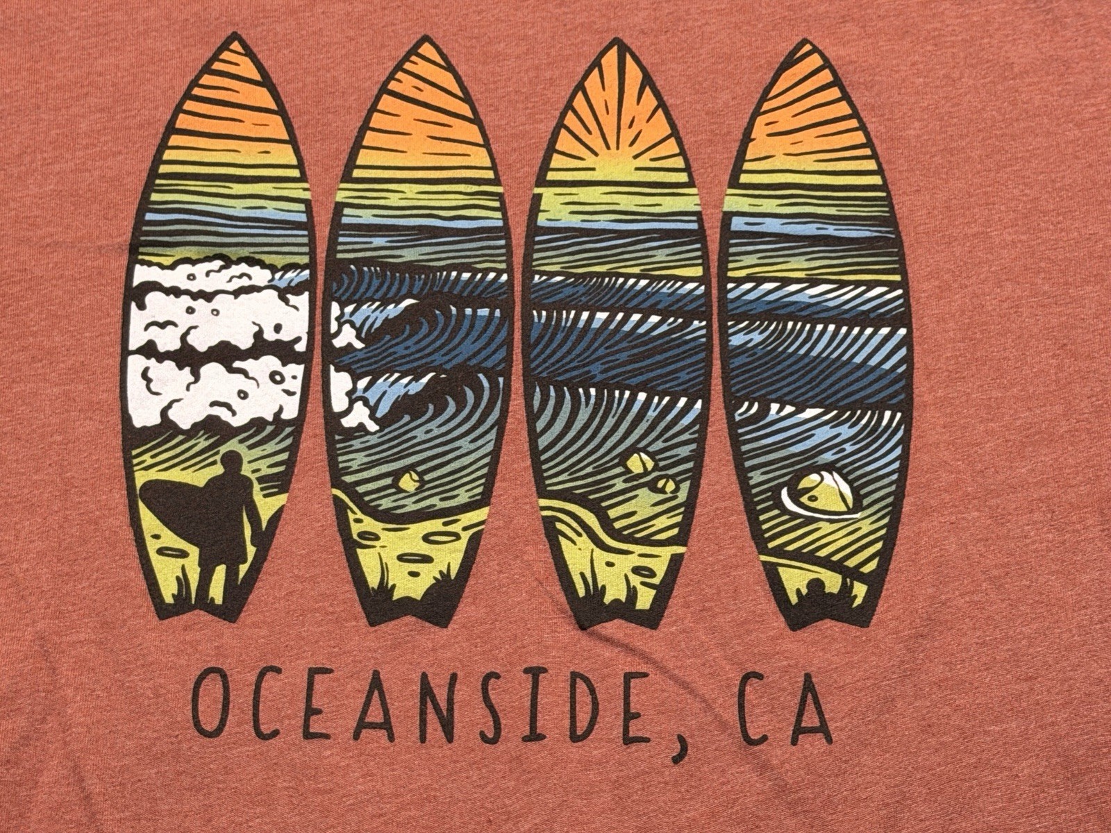 Oceanside, California Men's Burnt Orange T-Shirt - Wild Tribute - XL gallery