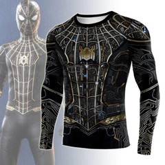Men’s T-shirts Spider Superhero Compression Tights Long Sleeve Tops Tee Gym