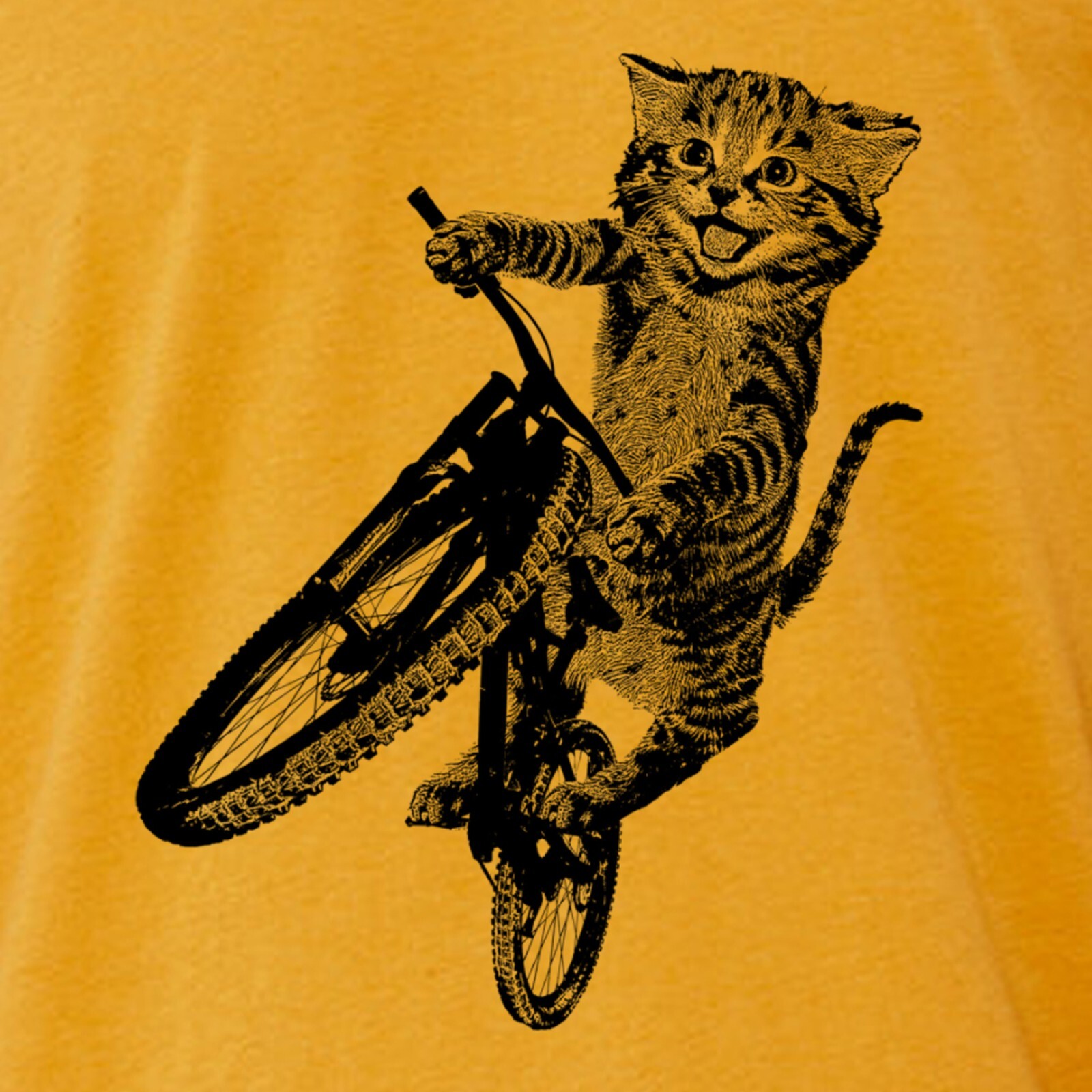 Cat Riding a Bicycle men's Tshirt- Kitten Wheelie Tee shirt- Eco Friendly gallery