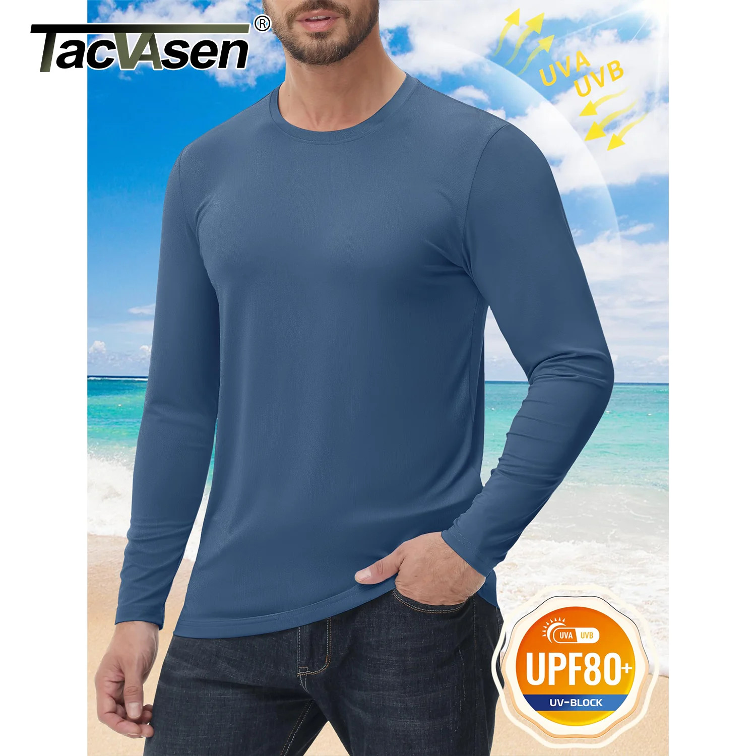 80+ Sun Protection T-shirts Men's Qui Dry Long Sleeve Athlectic T gallery