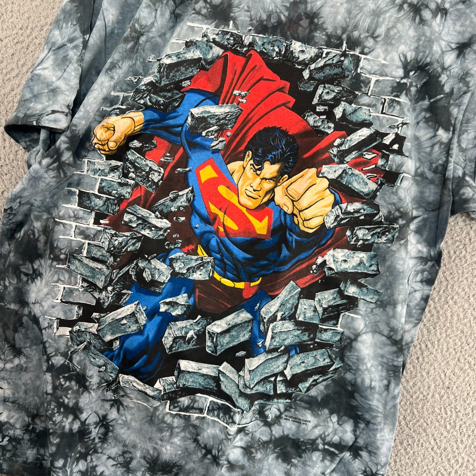 Vintage Superman Shirt Mens XL Tie Dye 90s 1997 DC Comics Superhero Streetwear gallery