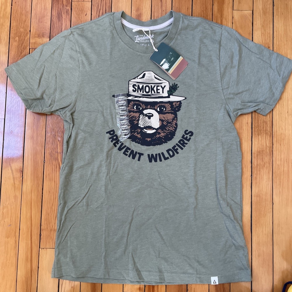 Landmark Project Tshirt Smokey The Bear Mens Small Green Outdoor Nature New