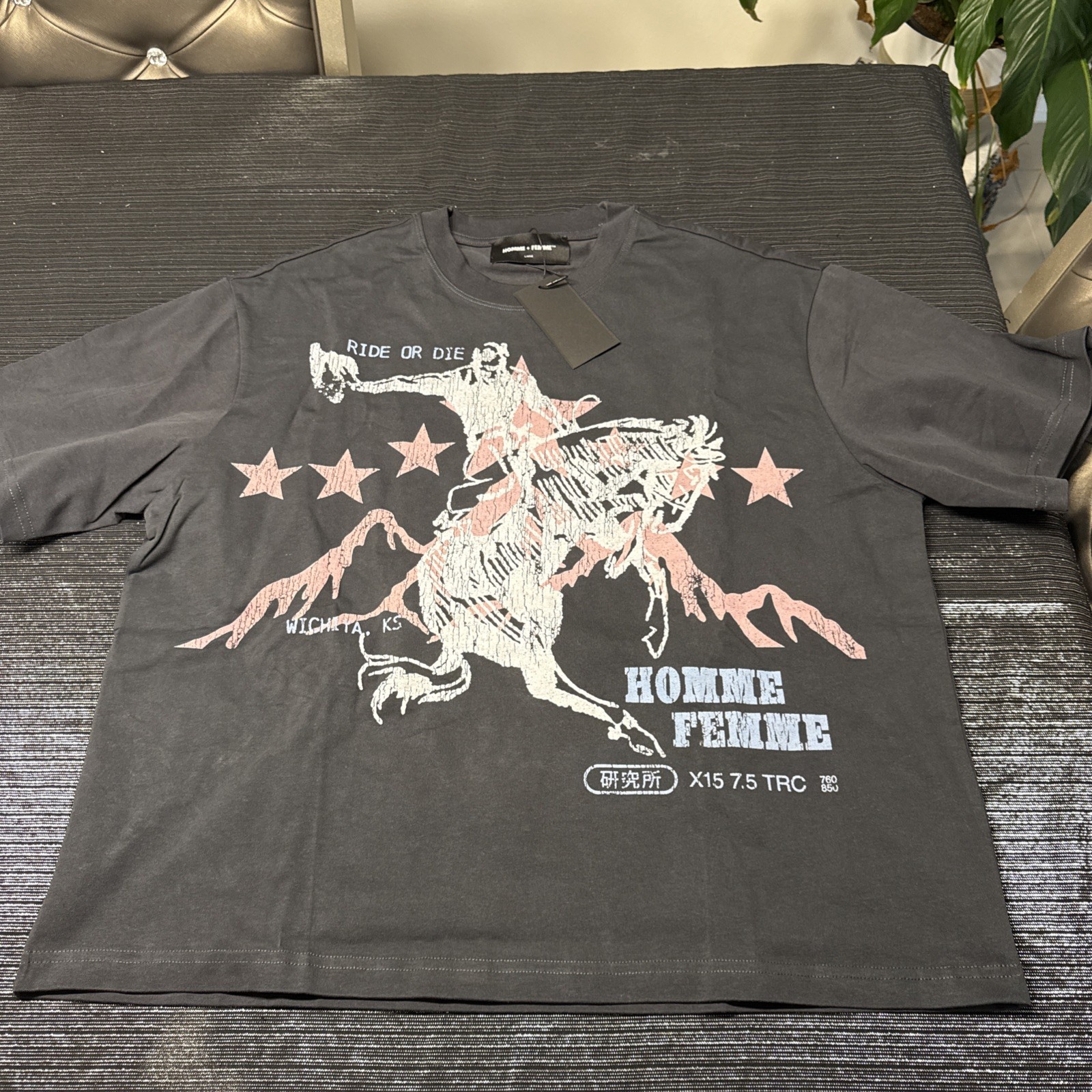 Homme Femme Ride Or Die L T Shirt Black. Boxy Fit. $120 Retail