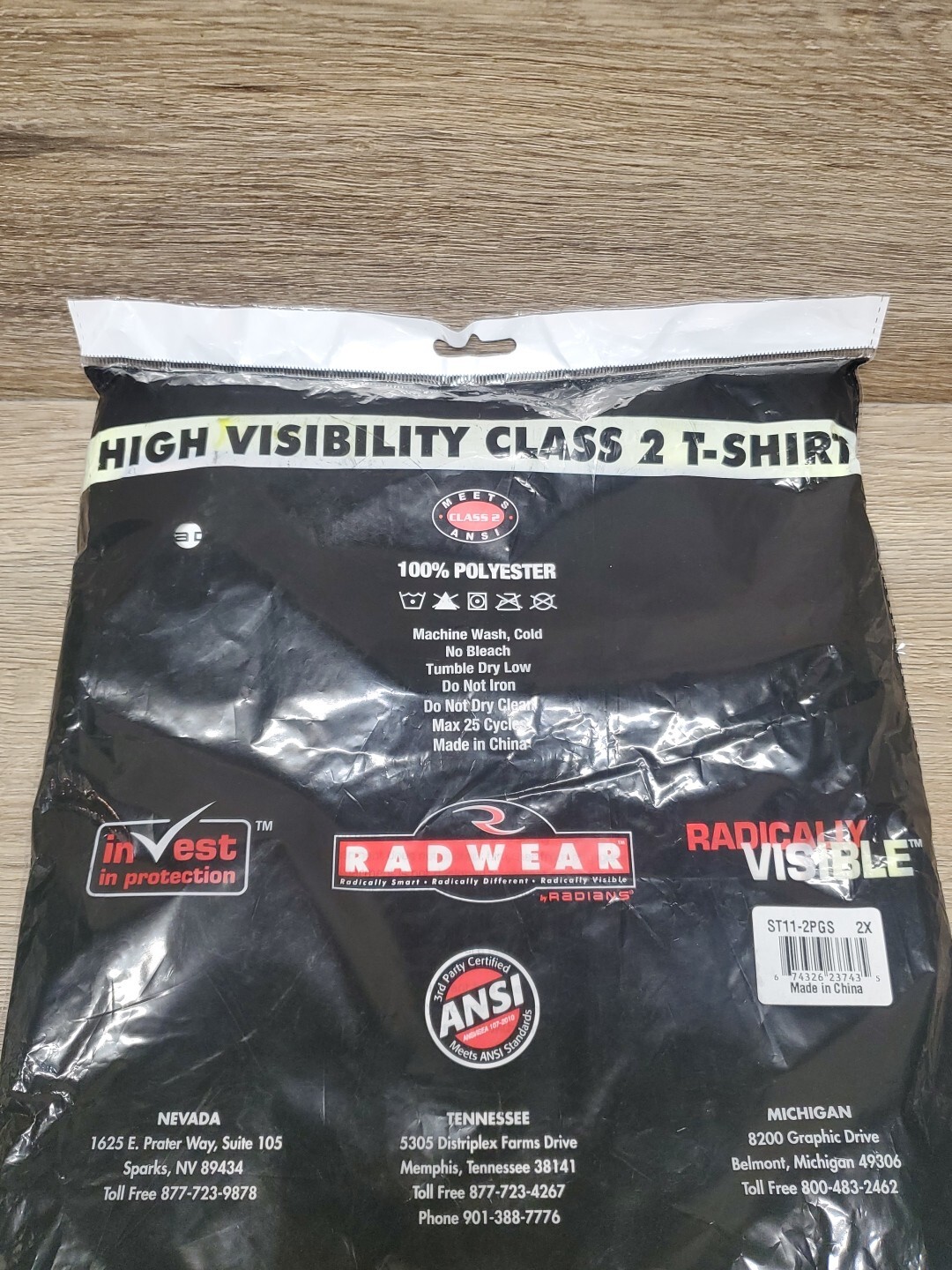 High Vis ANSI Class 2 Hi Vis Lime Reflective Road Work Safety T Shirt Size 2x gallery