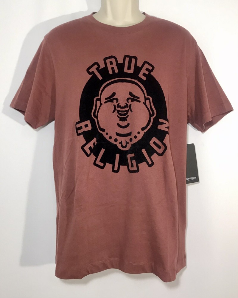 True Religion Crew Tee Buddha Face Log Men’s Short Sleeve Multiple Sizes Sangria