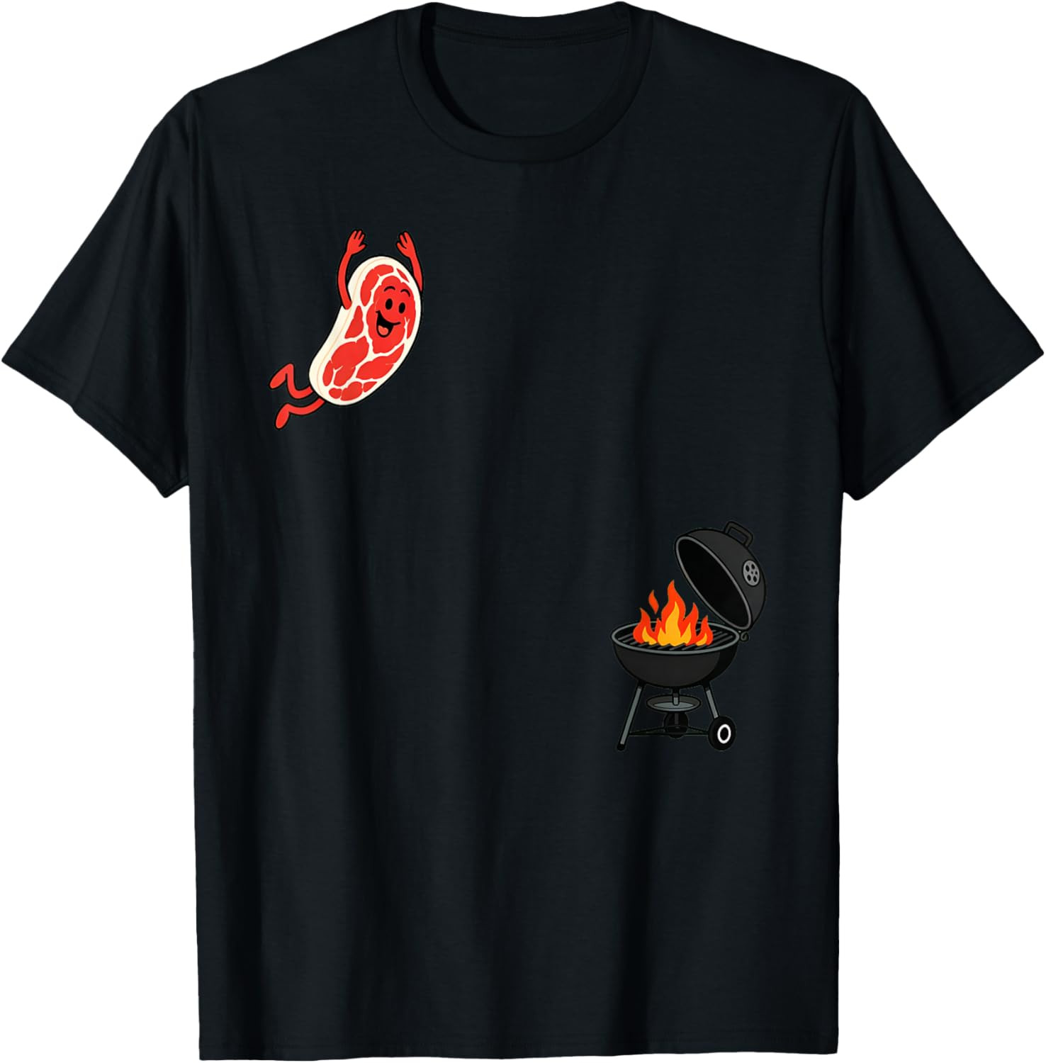 Steak Dive Funny Flying Steak BBQ Grilling Cartoon Humor Unisex T-Shirt gallery