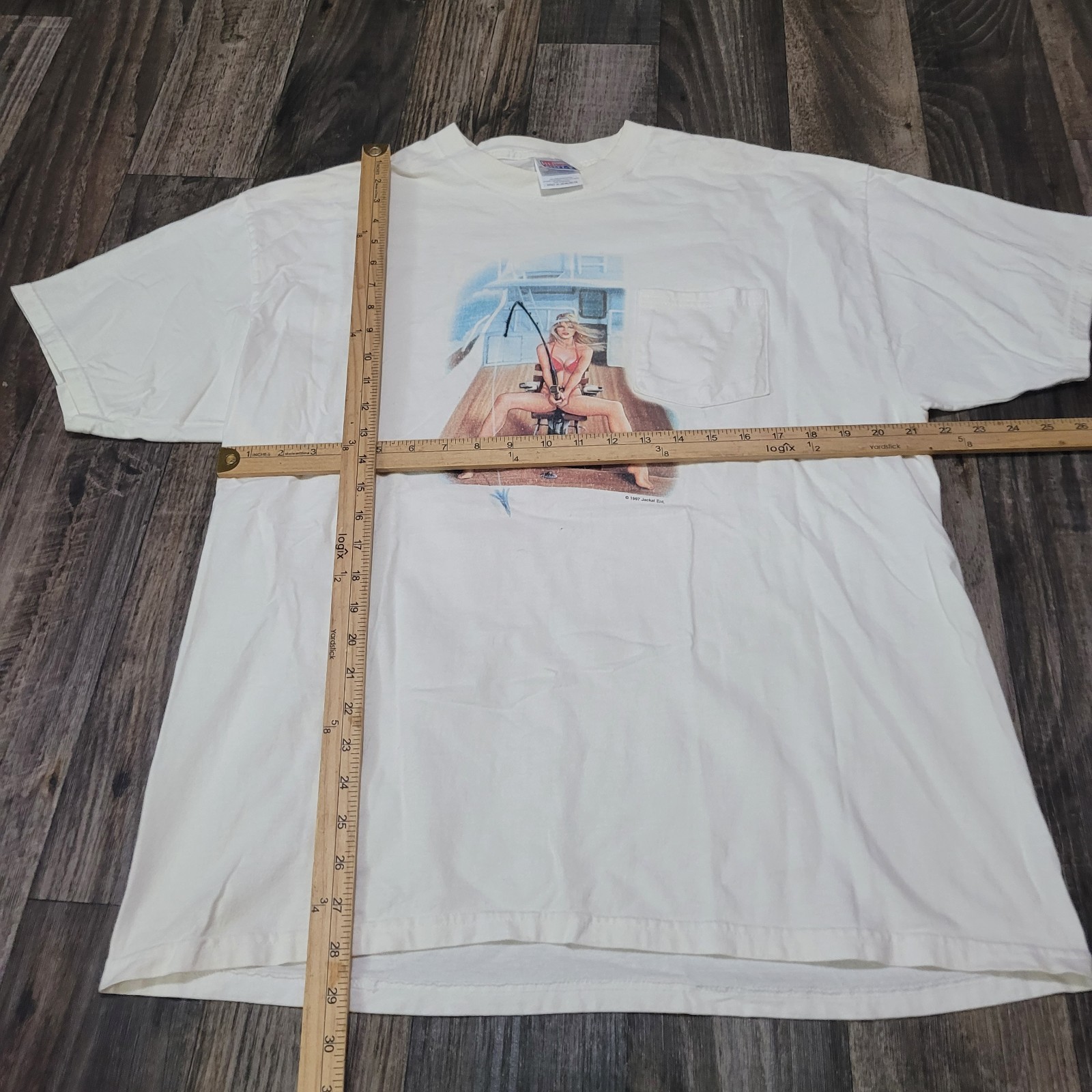 Vintage 90s Fishing Babe Shirt Size XL Front And Back Sailfish Pelagic Fish gallery