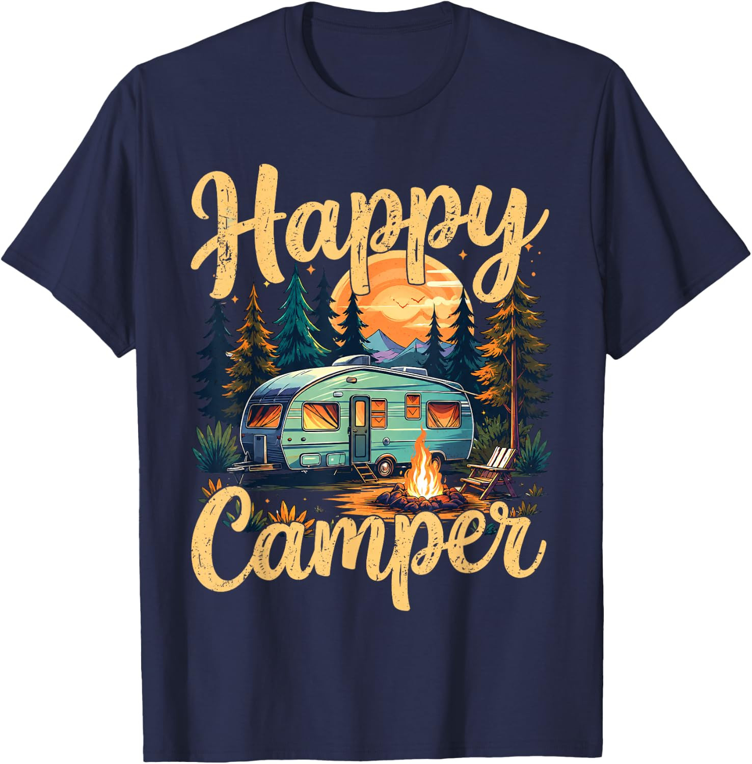 Happy Camper Funny Camping Campfire Toddler Boy Men Women T-Shirt gallery