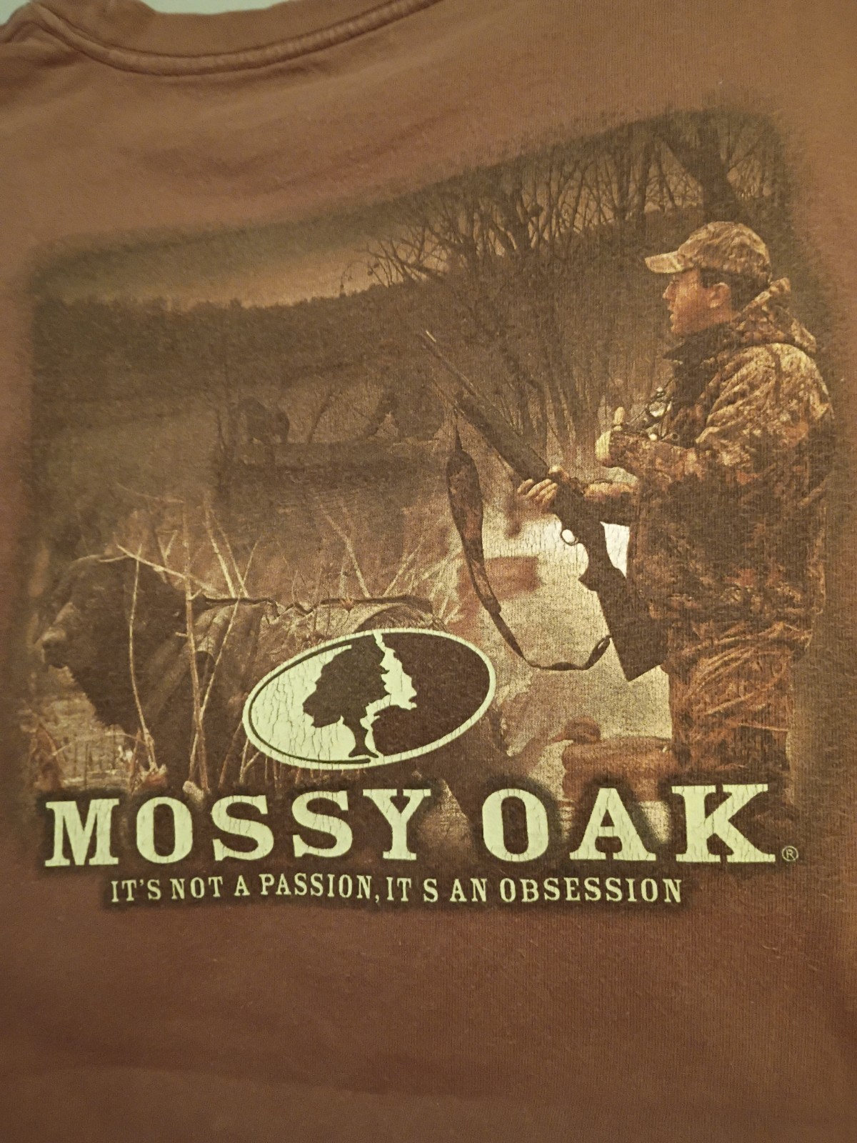 Mossy Oak Men’s Outdoor Life Brown Short Sleeve T-Shirt 100% Cotton Size 2XL