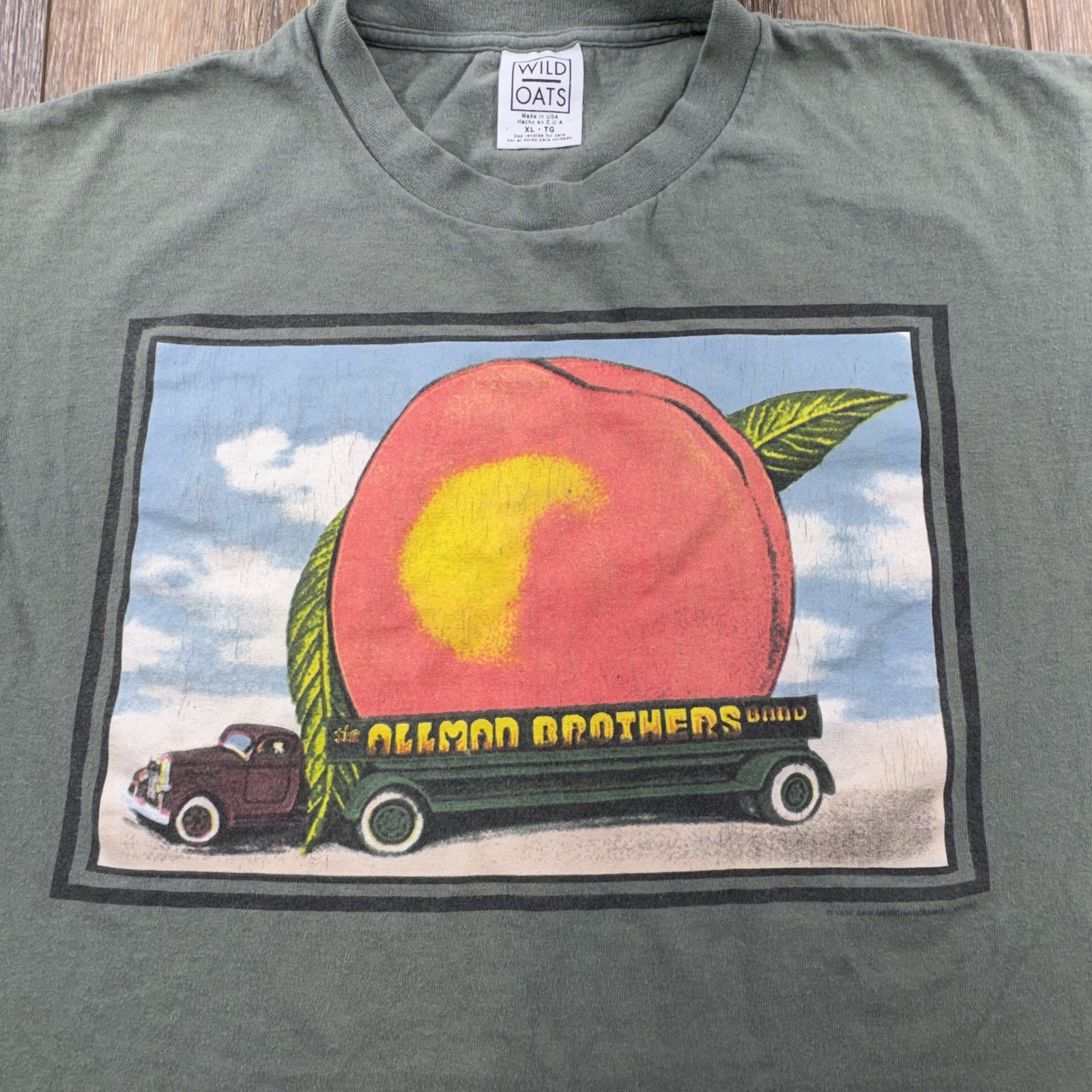 Vintage Allman Brothers Shirt Mens XL Green 1995 Eat Peach Peace Tour Concert gallery