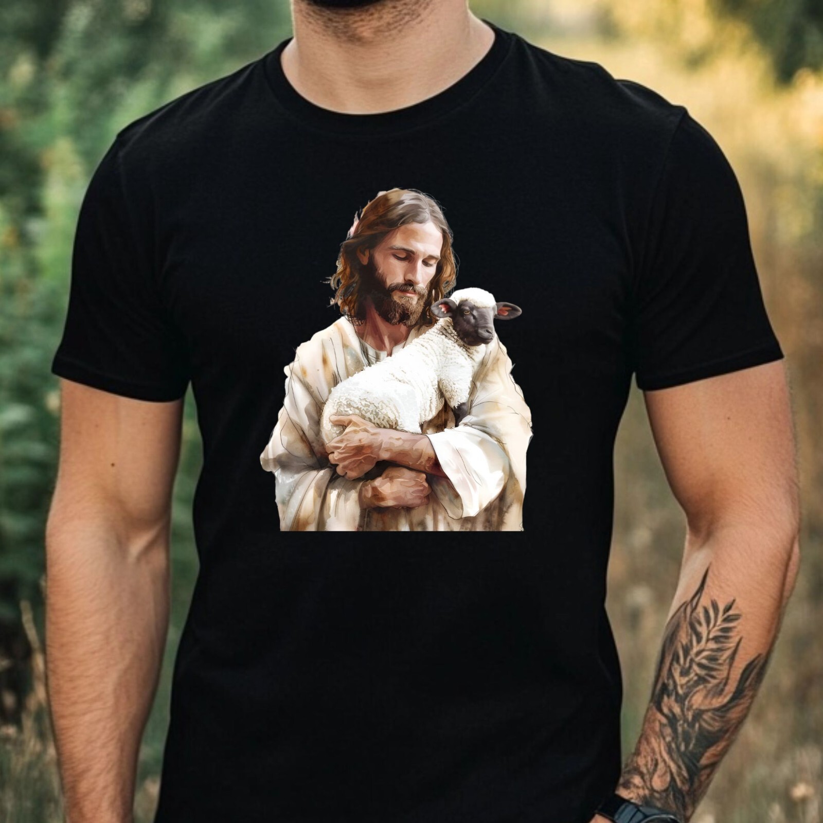 Mens Jesus Motif Cotton T-Shirt Size XS to 5XL gallery