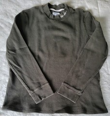 SATURDAYS NYC Olive Thermal Waffle Knit Crewneck Long Sleeve Shirt Size Medium