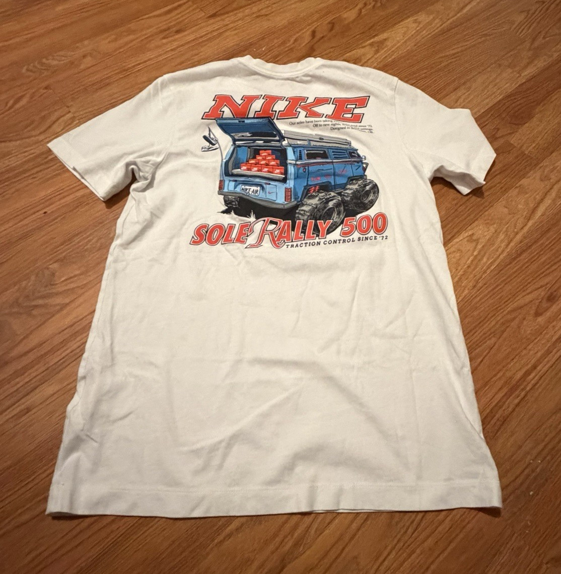 Nike The Nike Tee Sole Rally 500 Graphic Print White Cotton Crew Neck Tee small gallery