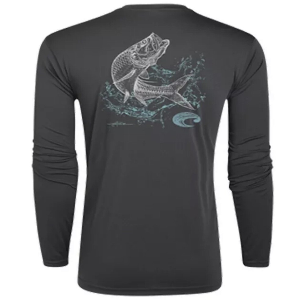 Costa Del Mar Men’s Tech Tarpon Performance Long Sleeve Shirt, Gray, X-Large