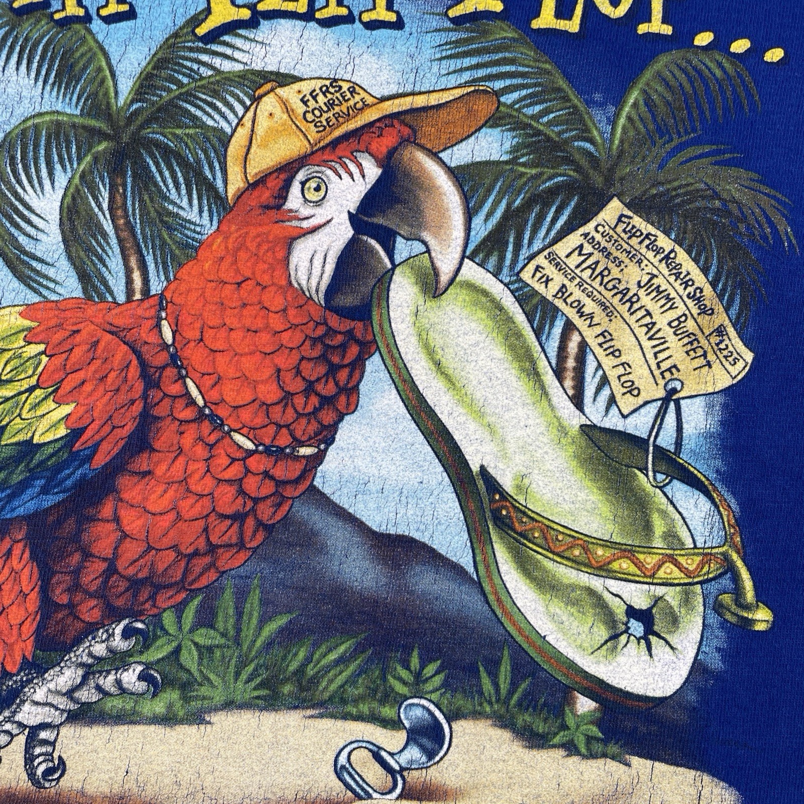 Vtg Jimmy Buffetts Margaritaville Ocho Rios Jamaica Blue XL Shirt Parrot Funny gallery