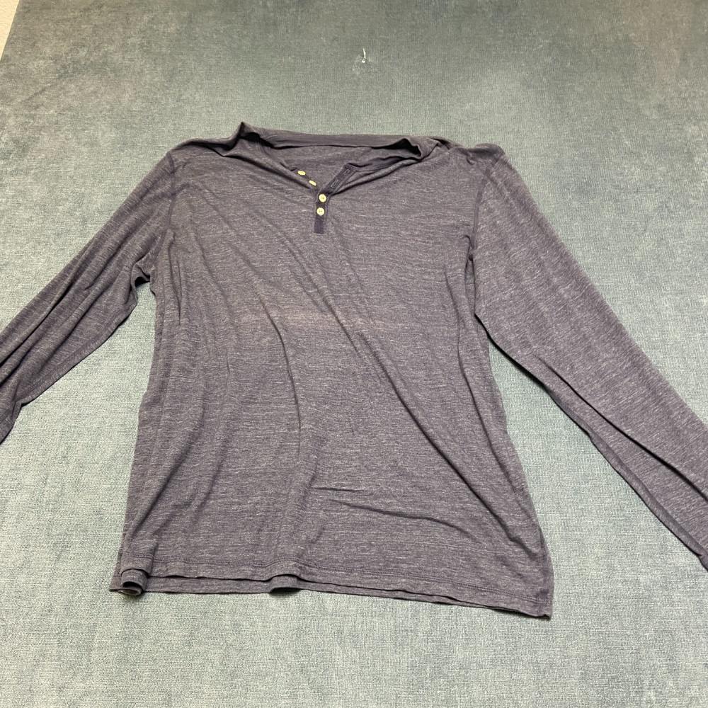 Civilianaire Knitwear Shirt Men XL Gray Streetwear Trendy Henley Neck 1/4 Button
