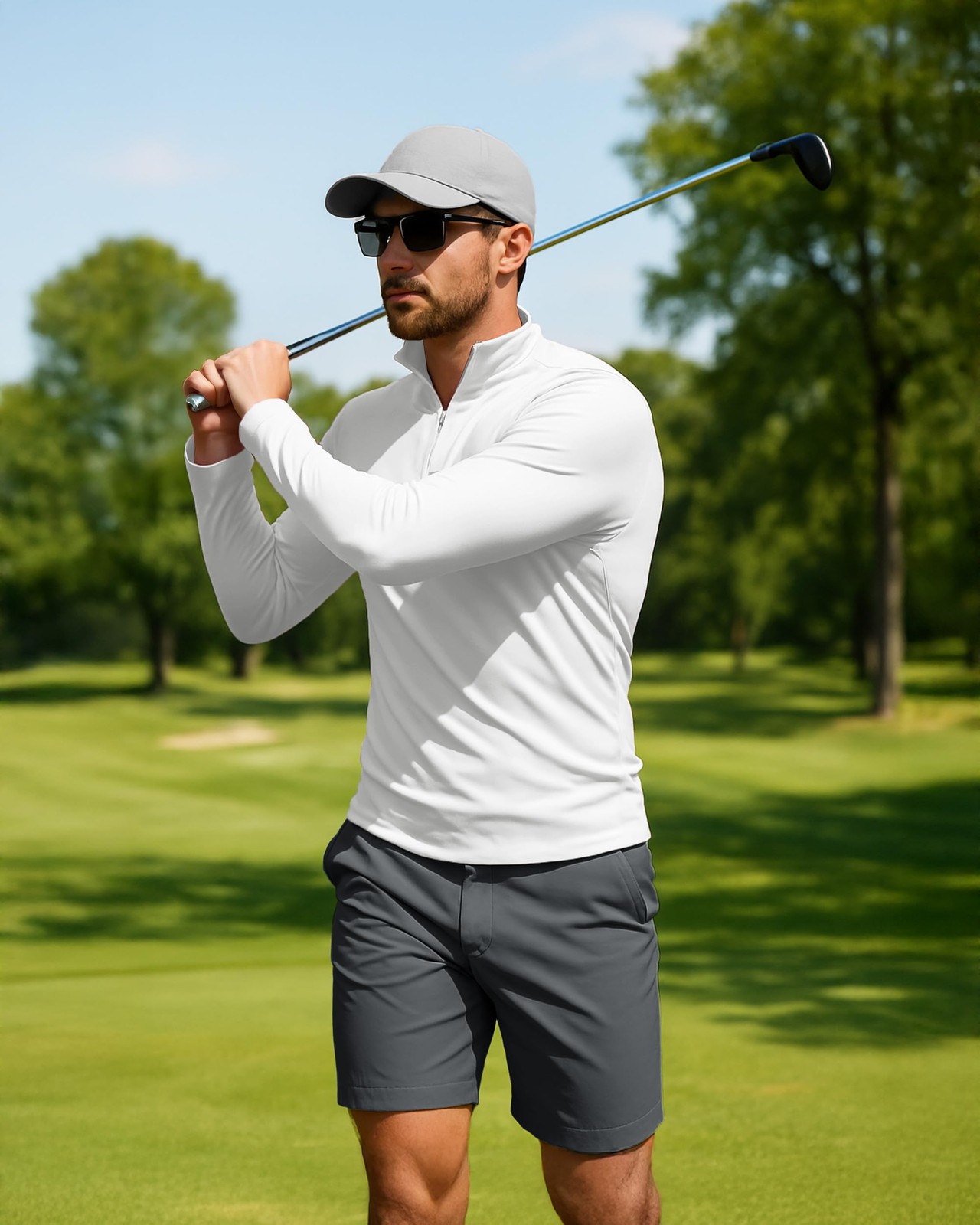 SPF Shirts for Men UPF 50 Shirts Long Sleeve Mens Quarter Zip Pullover Golf L... gallery
