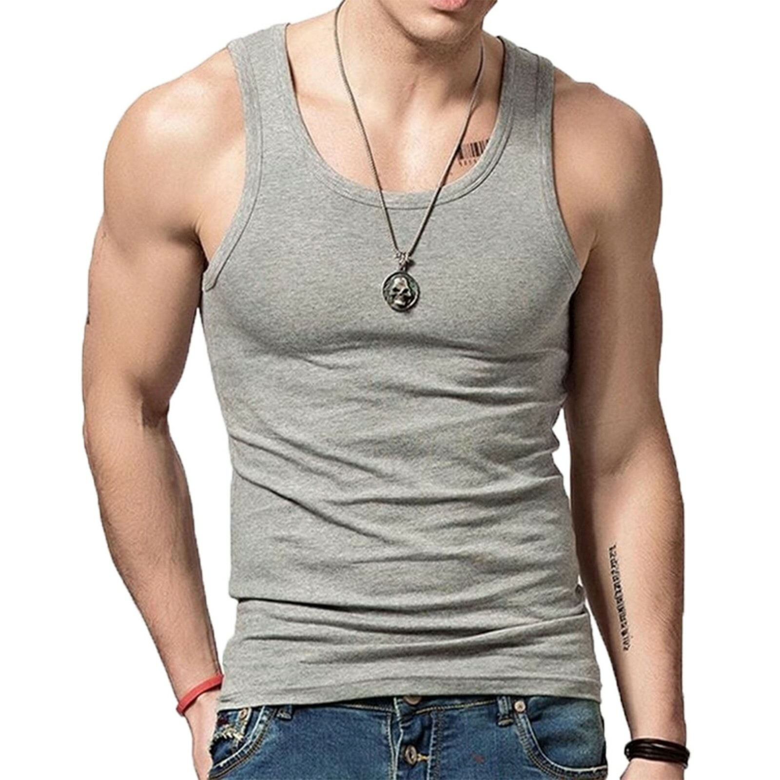 3 6 Packs Mens 100% Cotton Tank Top A-Shirt Wife Beater Undershirt Ribbed Lot gallery