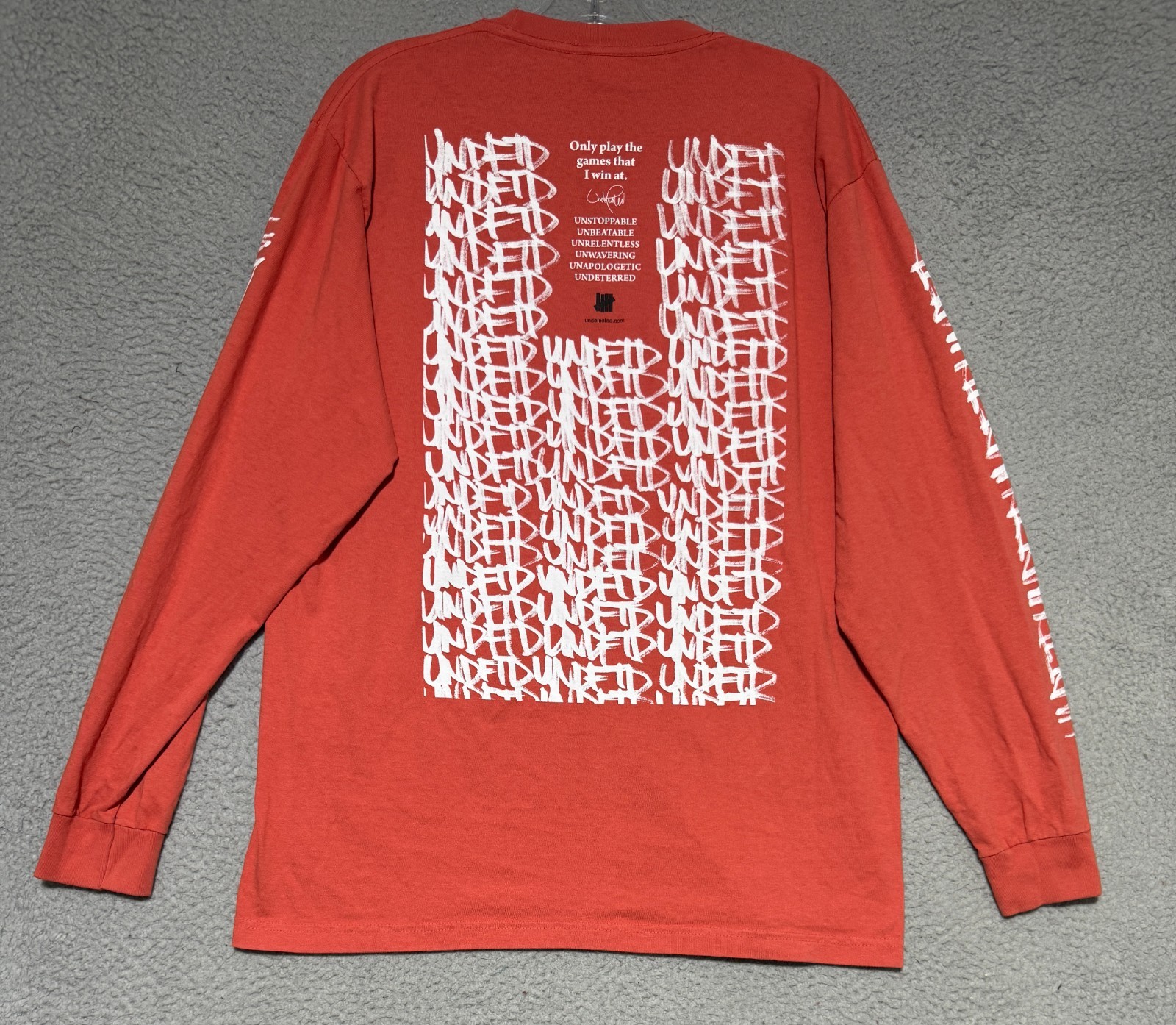 Vintage UNDEFEATED Long Sleeve Burnt Orange T-Shirt Mens Size M Made In USA gallery