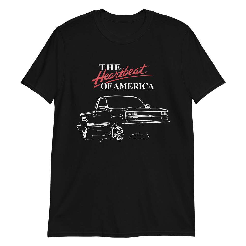 1990 Chevy K1500 Pickup Truck 4×4 Heartbeat of America Short-Sleeve T-Shirt
