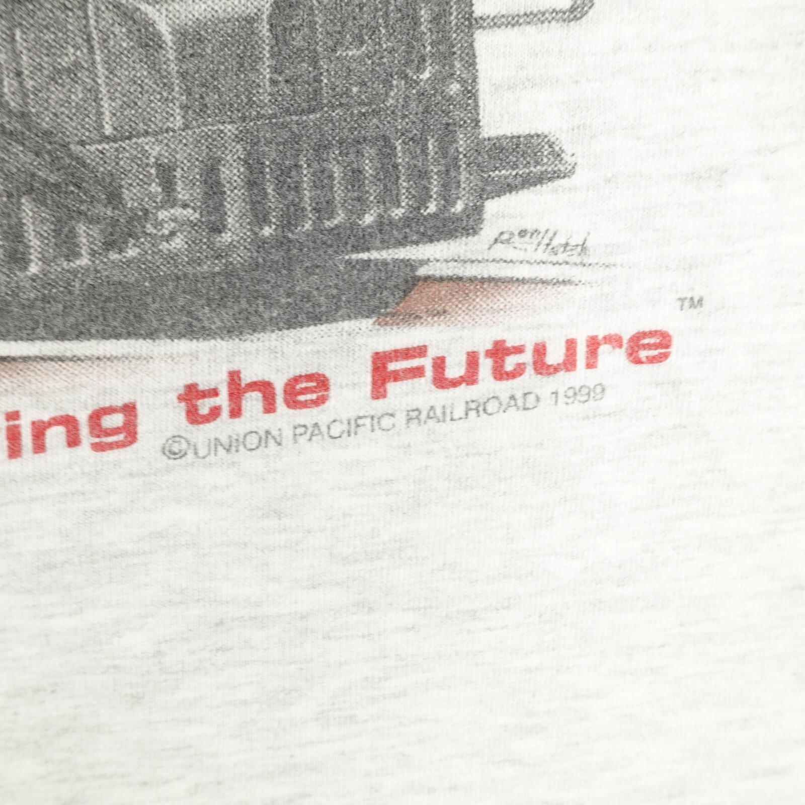 Vintage Train Shirt Medium Gray Union Pacific Railroad Steam Engine 90s 1999 ^ gallery