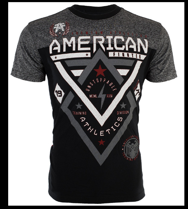 AMERICAN FIGHTER Black ALASKA PATTERN Athletic Graphic T-shirt NWT gallery