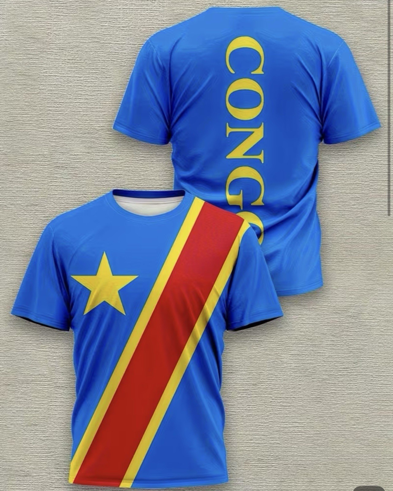 Congo’s jerseys T-Shirt Size 2XS Regular Blue Red Yellow Short Sleeve Crew gallery