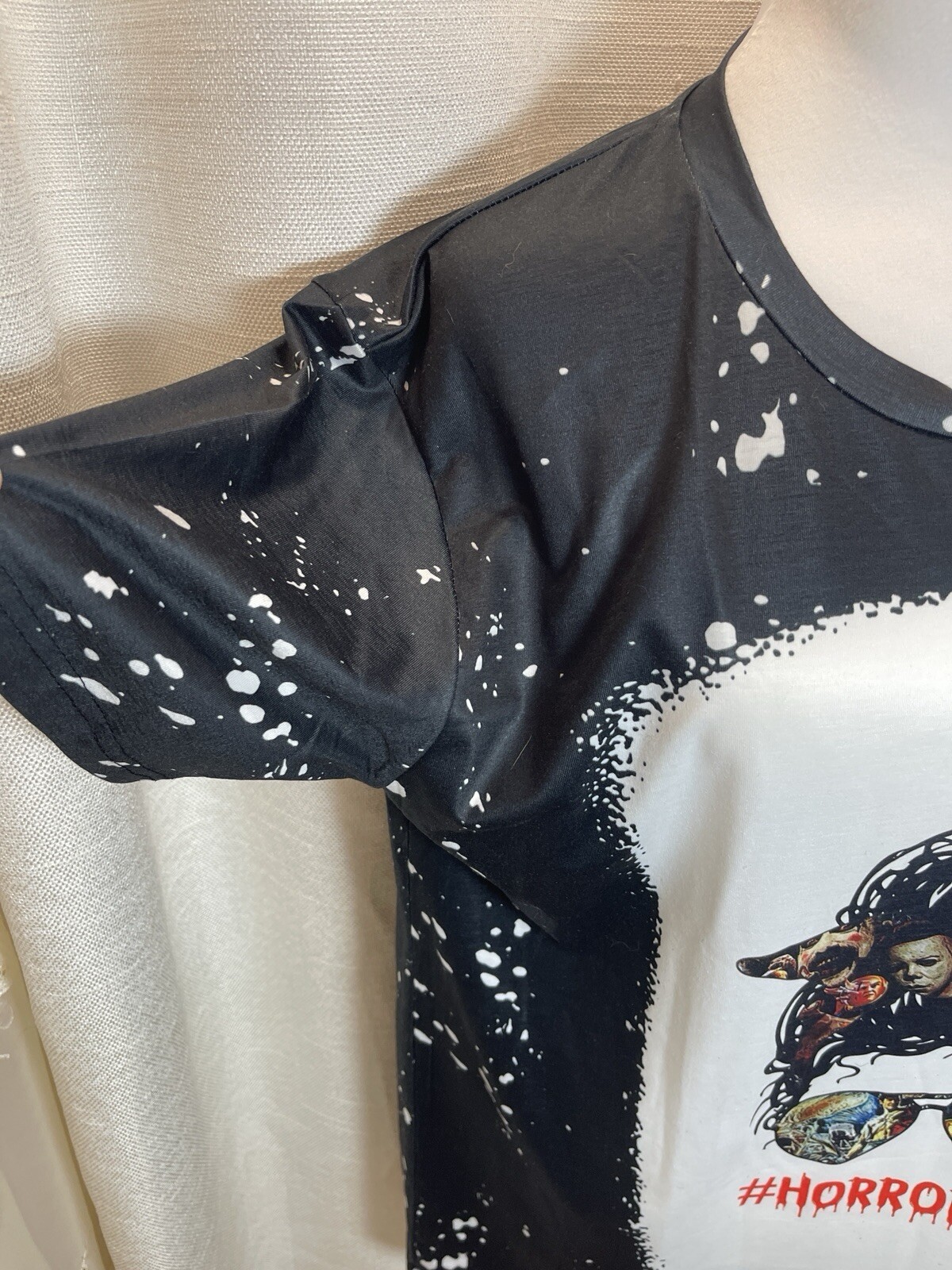 Horror Life Black And White Splash T Shirt Polyester Horror Movie Characters New gallery