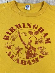 Vintage Distressed Russell Athletic Birmingham Alabama Yellow T Shirt Size XL