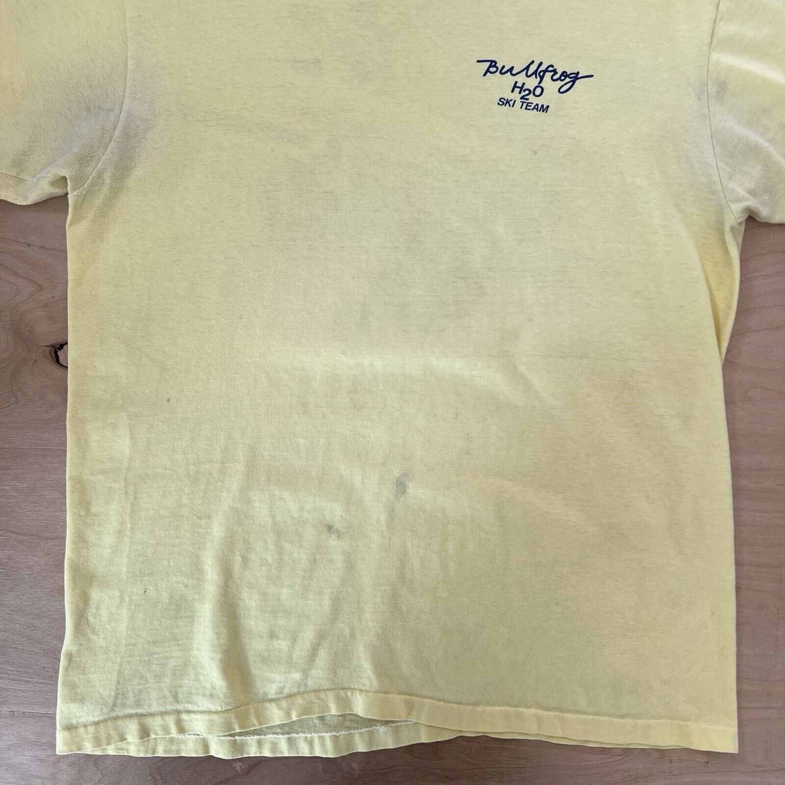 Vintage Bullfrog Ski Team Shirt L Yellow 80s Snowboard Cartoon Art Made in USA gallery