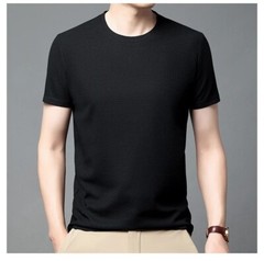 New Men Summer Waffle Round Neck Short Sleeve T-Shirt Breathable Stylish Gift