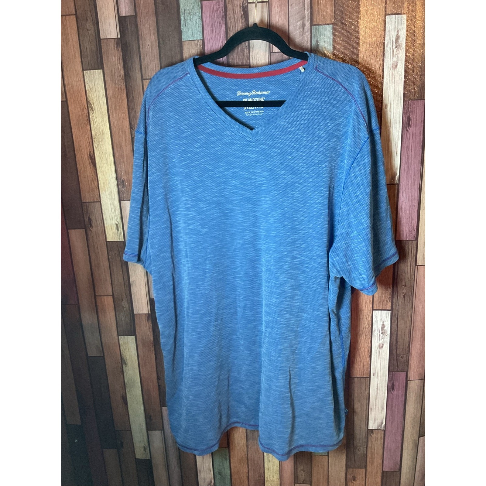 Tommy Bahama IslandZone BlueT-shirt V-neck Design Textured Fabric Men’s XXXL