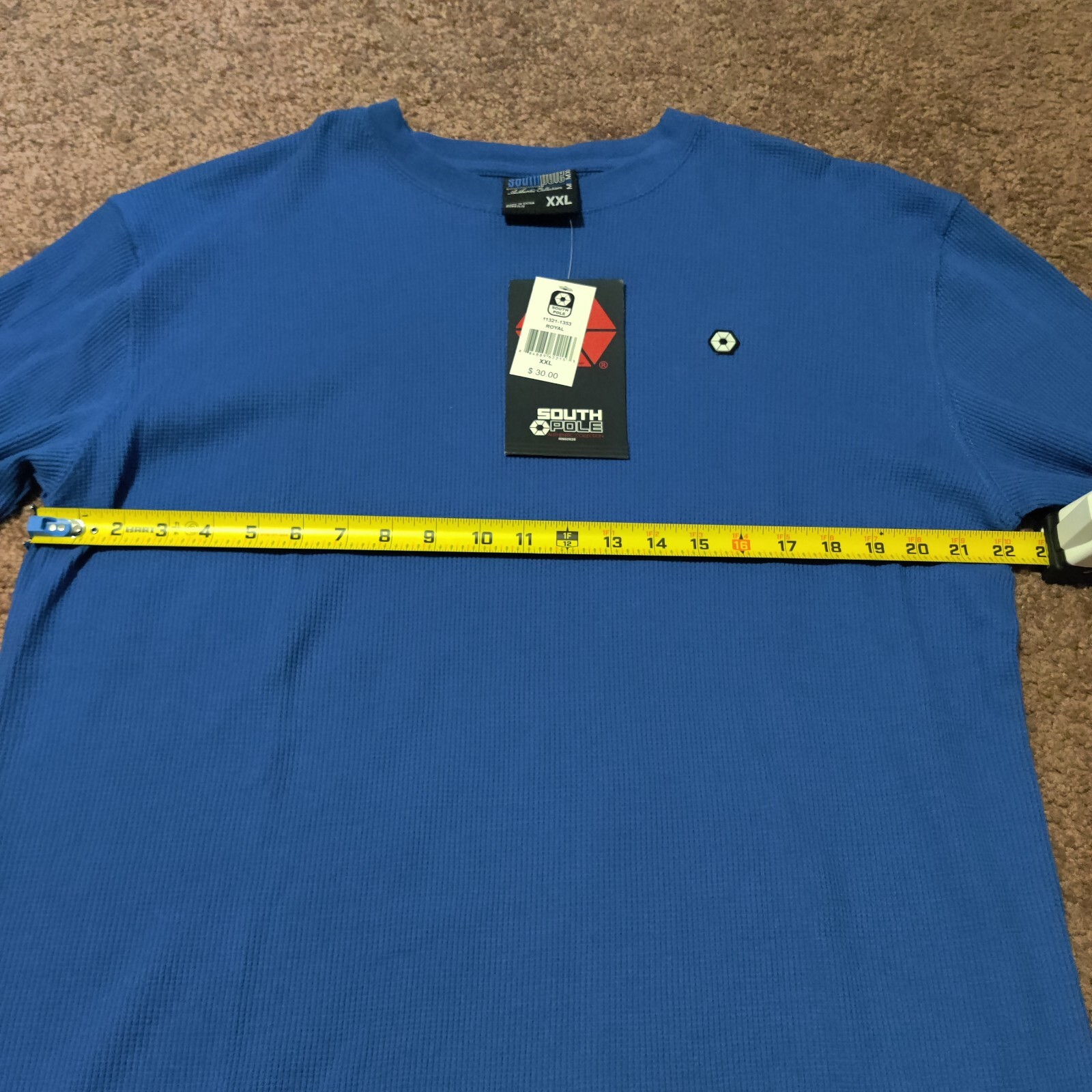Vintage NWT Southpole Waffel Thermal Knit Blue Shirt Streetwear New Old Stock gallery