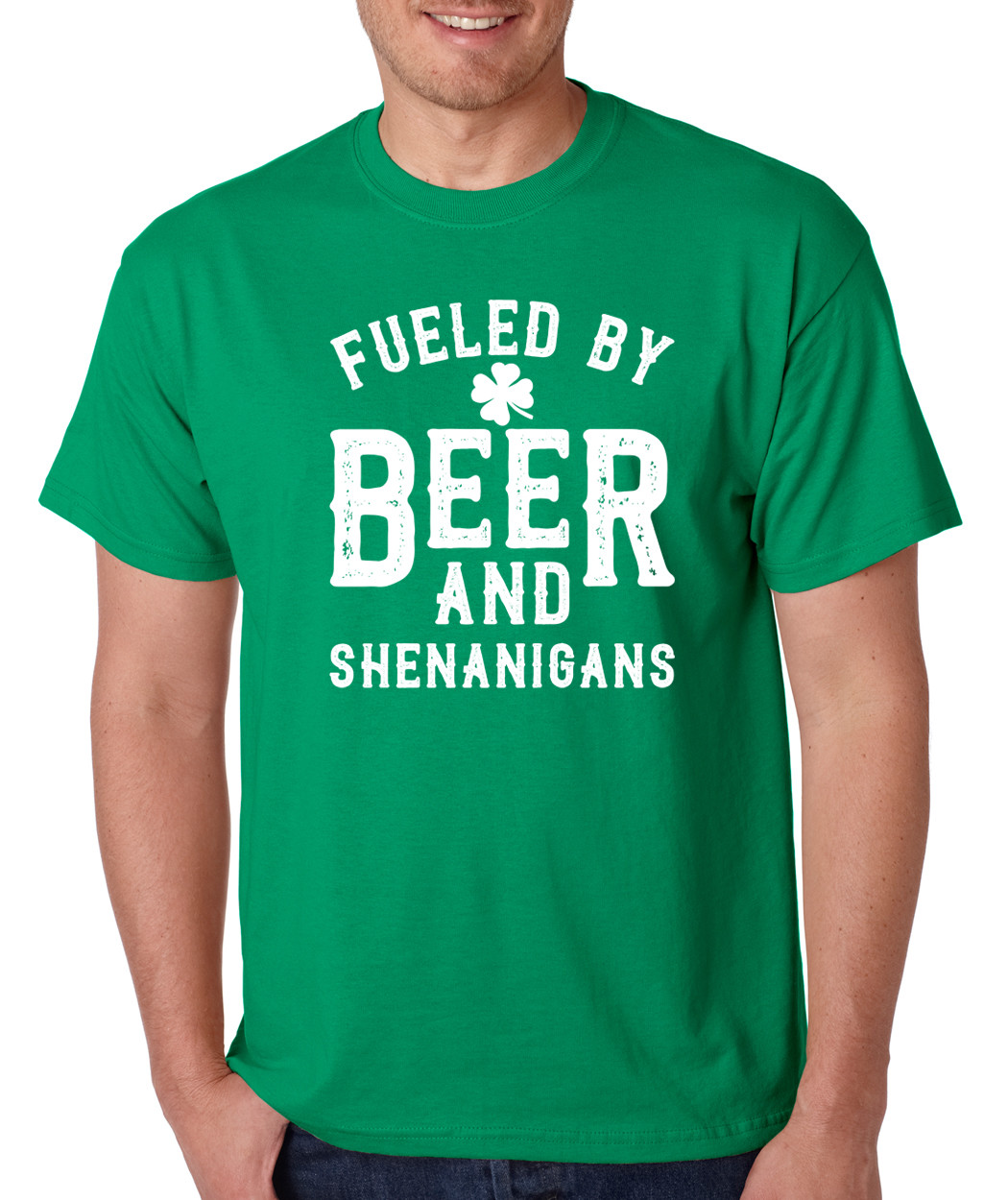 FUELED BY BEER SHENANIGANS Irish drinking Saint Patrick's Day shamrock T-Shirt gallery