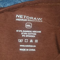 Netdraw Men’s Curved Hem Bamboo Blend T-Shirt in Brown Size XXL UPF 50