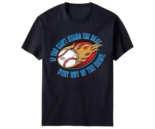 Flaming Baseball Can't Stand Heat Stay Out Big Dogs Navy T Shirt Large 2X 3X 4X gallery