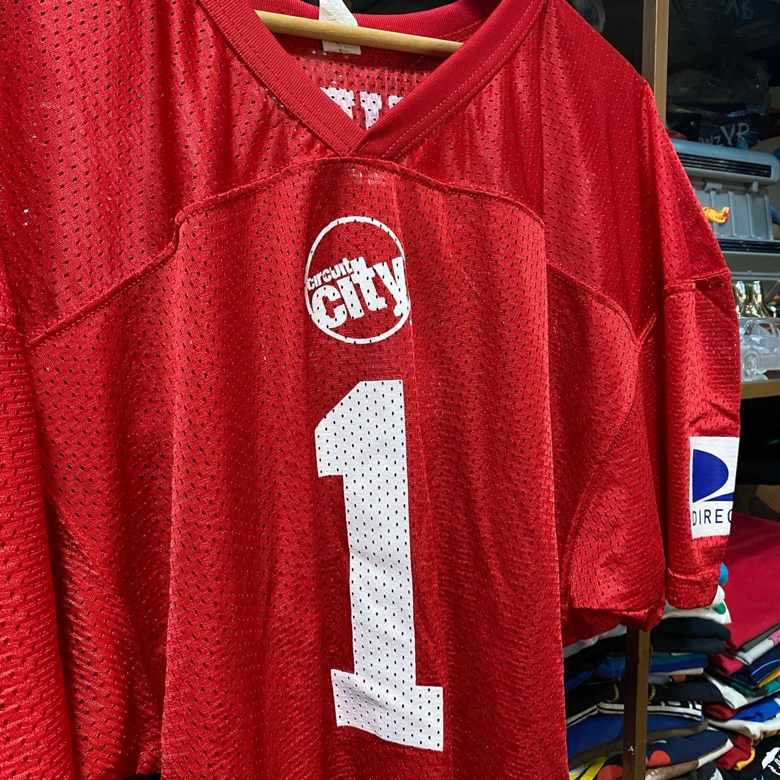 Vintage Y2K Circuit City Football Jersey Large Red Mesh Live The Game Promo A4 gallery