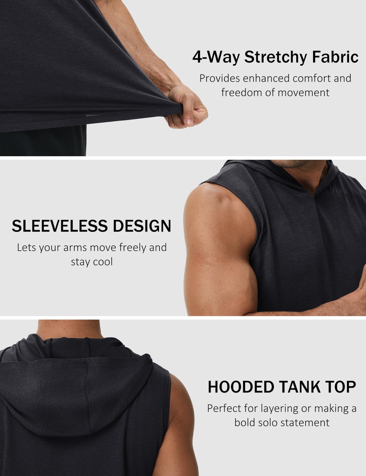 Sleeveless Hoodies for Men UPF 50+ Moisture Wicking Breathable Workout Athlet... gallery