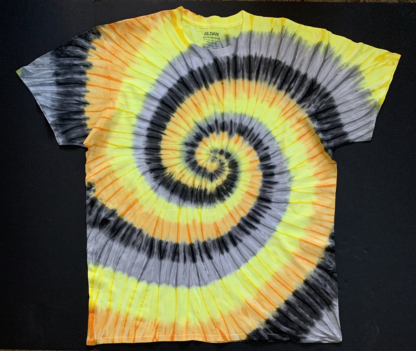 *New* 2XL – Sm Handmade Tie Dye, Yellow Graphite, Crew or V-Neck
