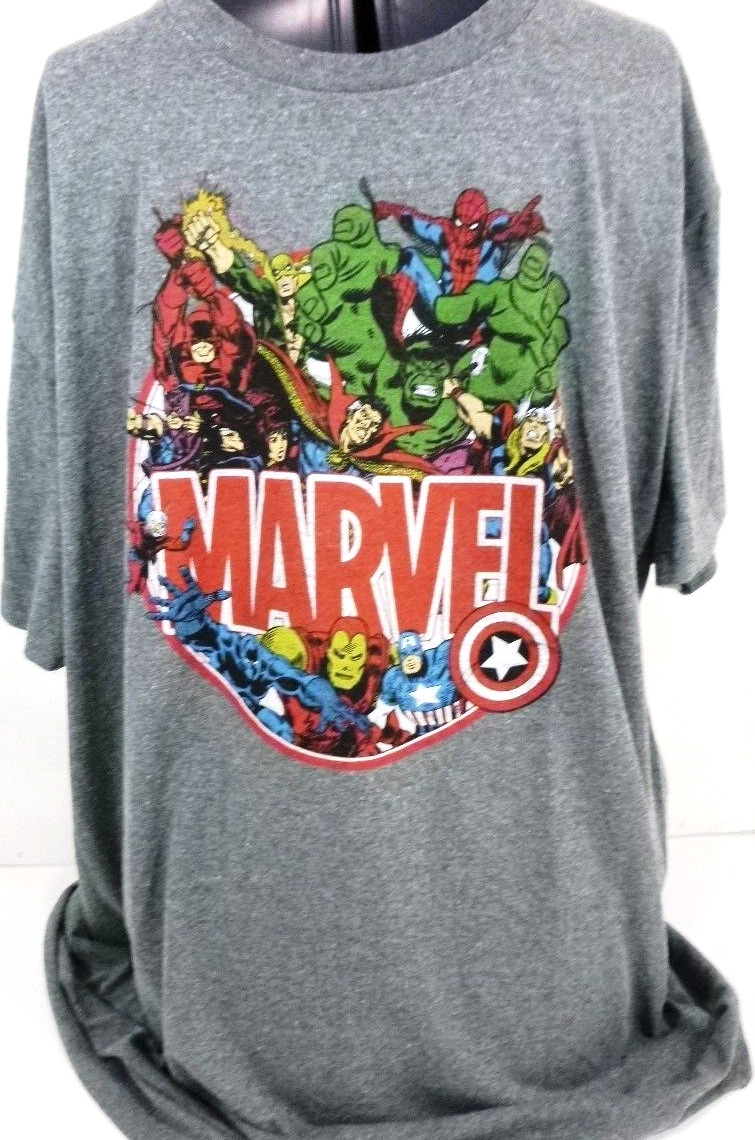 Marvel Comics Character T-Shirt-Mens 2XL XXL-Gray-HULK-Thor-Spiderman... gallery