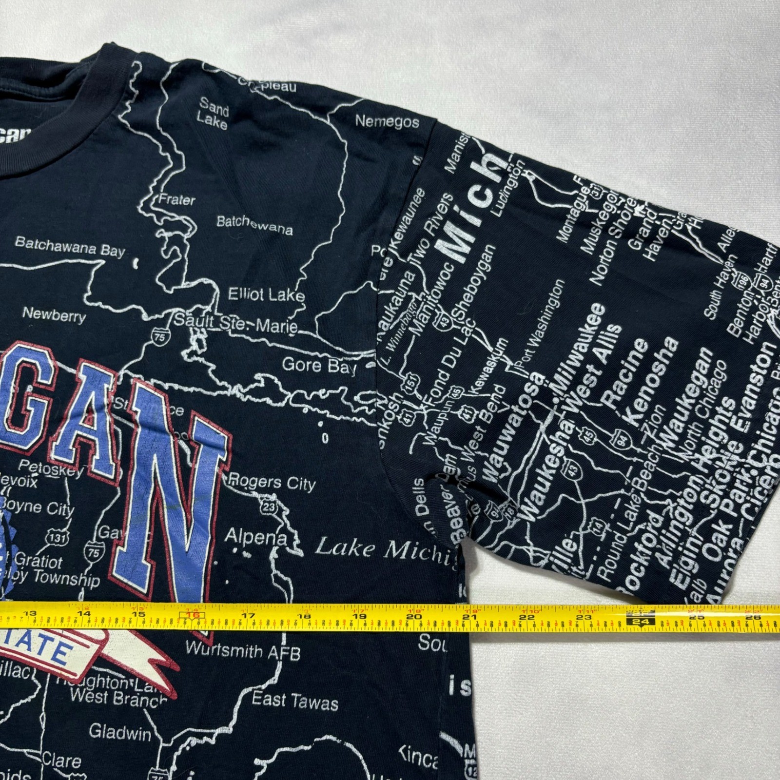 Vintage Michigan All Over Print Map T-Shirt Men's Medium USA Map Short Sleeve gallery