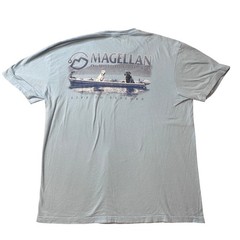 Magellan Outdoors T-Shirt Mens Large Blue Fishing Dogs Live to Explore Graphic
